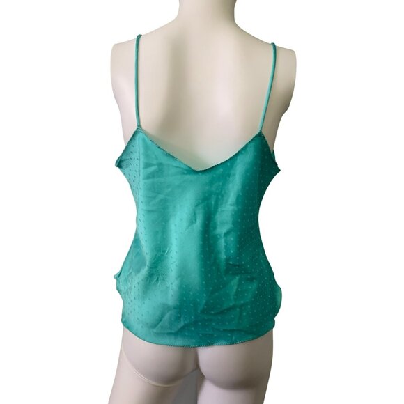 VTG Victoria's Secret 70s Aqua Satin Lace Camisole Set ILGWU‎ Gold Crown Label M - Picture 3 of 9